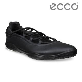 【ecco】BIOM LITE TR W 健步都會舒適皮革芭蕾舞鞋 女鞋(黑色 84010351052)