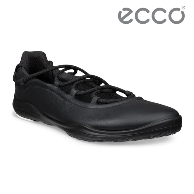 【ecco】BIOM LITE TR W 健步都會舒適皮革芭蕾舞鞋 女鞋(黑色 84010351052)