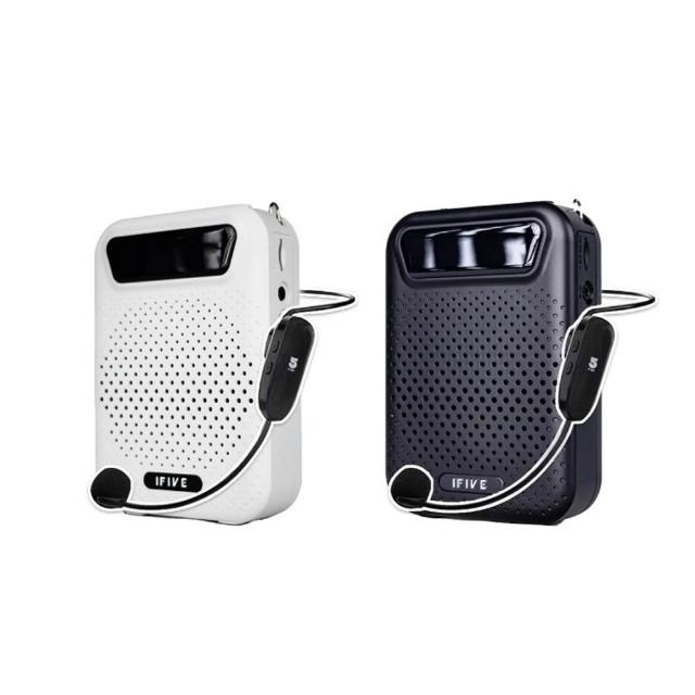 ifive if-US750 ifive if-US750 頭戴式無線擴音機,支援無線與有線模式,適用電腦、會議及戶外使用。配備電容式麥克風與稀土喇叭材質,輸出功率10W,響應頻率100-13KHz,內建2200mAh鋰電池,充電2-3小時可使用10小時。重量僅176g,尺寸11.6x8x3cm,含擴音機本體、頭戴麥克風、充電線等配件。NCC認證CCAH21LP5090T2,BSMI R45311,1年保固,中國製造臺灣監製。理想的會議擴音與戶外喊話工具。