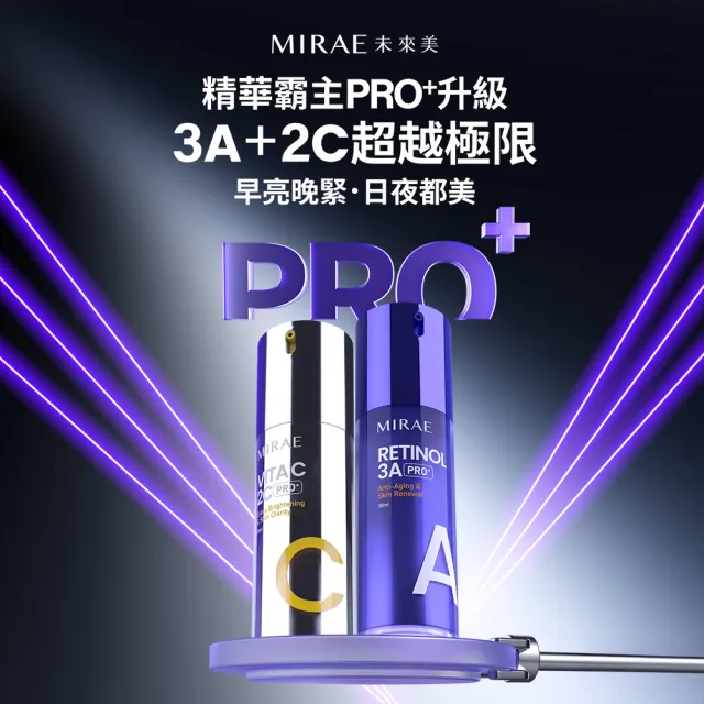 【MIRAE 未來美】全新升級PRO+早C晚A★(3A煥膚緊緻精華+2C美白淡斑精華)