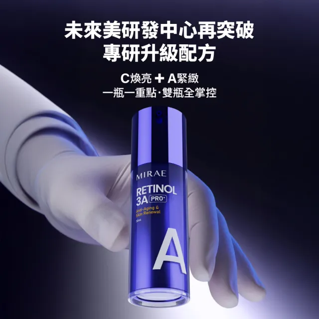 【MIRAE 未來美】全新升級PRO+早C晚A★(3A煥膚緊緻精華+2C美白淡斑精華)