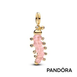 【Pandora 潘多拉】粉紅毛毛蟲吊飾-飾品/情人節禮物/生日禮/鍍14k金