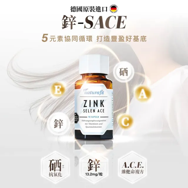 【德國 Natural Fit 活粒適】鋅-SACE膠囊 90粒(素食 鋅 硒 ACE 皮膚健康 男性保健 女性保健)