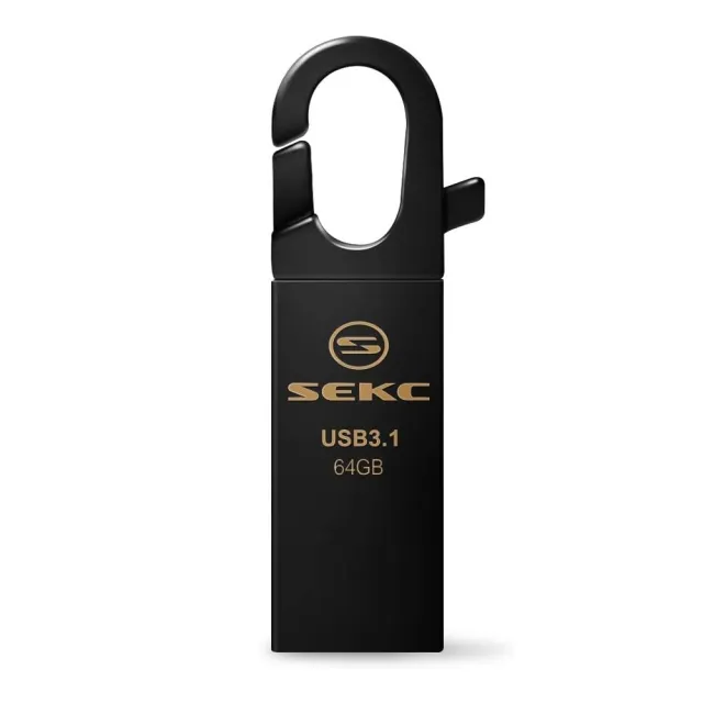 SEKC USB 3.1 Gen1 高速金屬隨身碟 - 鋅合金銀色掛鉤款 64GB