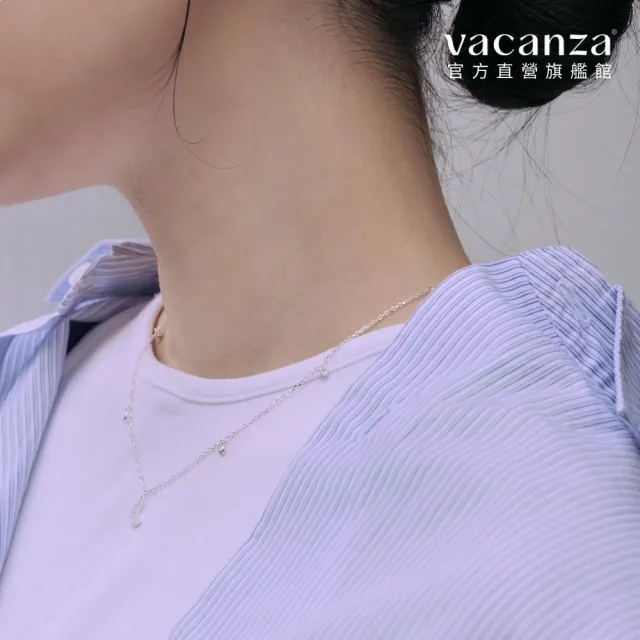 【vacanza】925純銀飾品｜月亮小鑽 純銀項鍊 (抗過敏 情人節禮物 生日禮物)