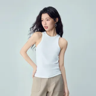 【GIORDANO 佐丹奴】韓系選品 女裝彈力棉圓領羅紋修身背心(多色任選)