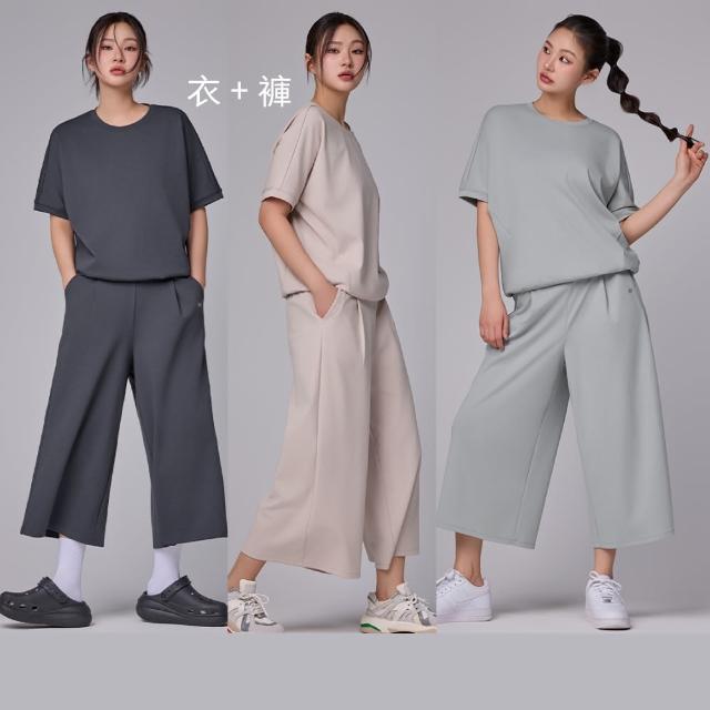 【STL】現貨 衣+褲 韓國 女 成套 FORTE WIDE PANTS 8 落肩寬鬆上衣＋高腰前打摺直筒 8分 寬褲(多色)