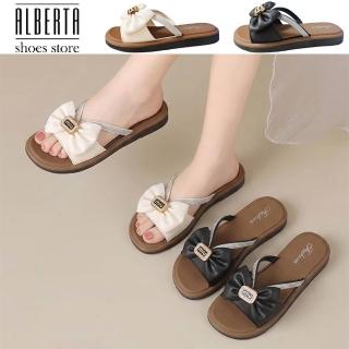 【Alberta】厚底2cm 蝴蝶結一字平底涼拖鞋 2色