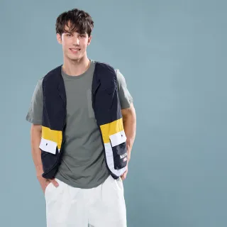 【NAUTICA】官方旗艦 男裝 工裝風多口袋撞色尼龍背心 -藍色