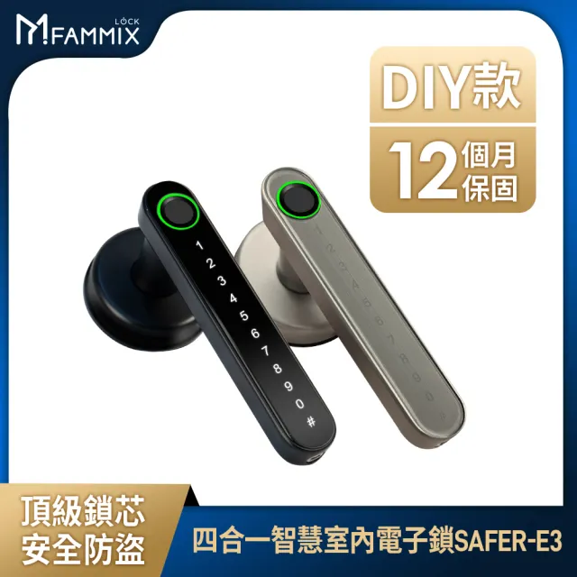 【FAMMIX 菲米斯】SAFER-E3 四合一把手式室內電子鎖＋網關＋監視器