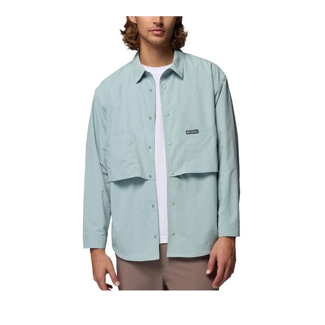 【Columbia 哥倫比亞】男款-防曬UPF50涼感長袖襯衫-Chill Creek ™LS Shirt-霧綠色(UAE94050MG/KS)