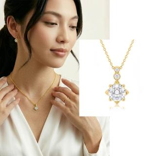 【Luster】99狂購!30分 D VS 星光 培育鑽 黃K金 純銀 項鍊(DVS培育鑽純淨高火彩首選)