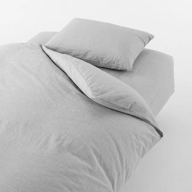 【MUJI 無印良品】柔舒水洗棉床包/S(灰色/柔白/深藍/淺米)