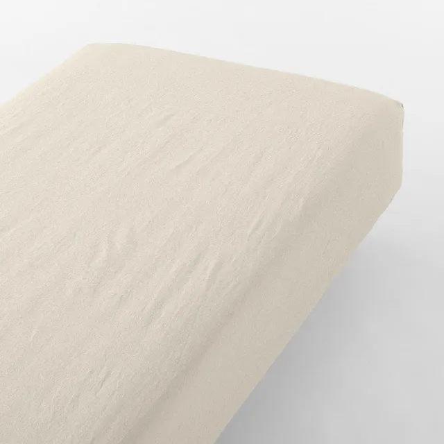 【MUJI 無印良品】柔舒水洗棉床包/Q(灰色/柔白/深藍/淺米)