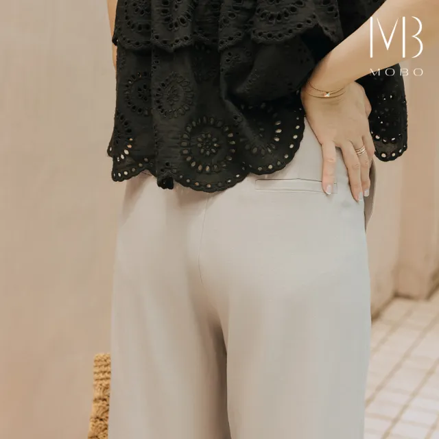 【MO-BO】慵懶落地棉麻寬褲(附腰帶)(Nikki小閃聯名款)