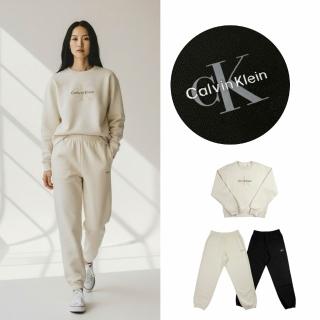 【CALVIN KLEIN】女款 CK 棉長褲 大學T 可組 套裝 Calvin Klein Jeans 經典刺繡 無刷毛 鬆緊褲 縮口褲@1793