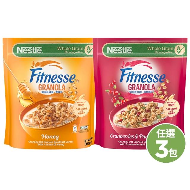 【Nestle 雀巢】纖怡全穀燕麥脆-蜂蜜燕麥/蔓越莓南瓜子300gX3包(口味任選)