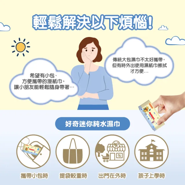 【HUGGIES 好奇】好奇迷你純水濕巾8抽X4包X12組