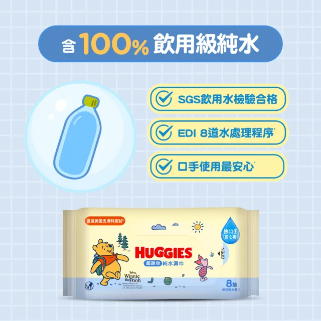 【HUGGIES 好奇】好奇迷你純水濕巾8抽X4包X12組