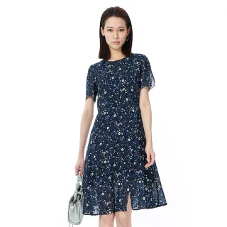 【KeyWear 奇威名品】漫舞花徑短袖連身洋裝