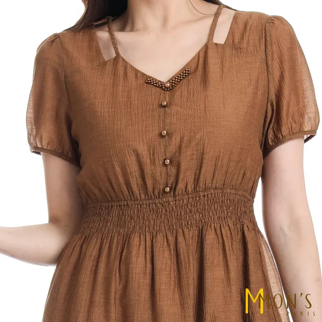 【MON’S】天絲醋酸精品縫飾洋裝(直)