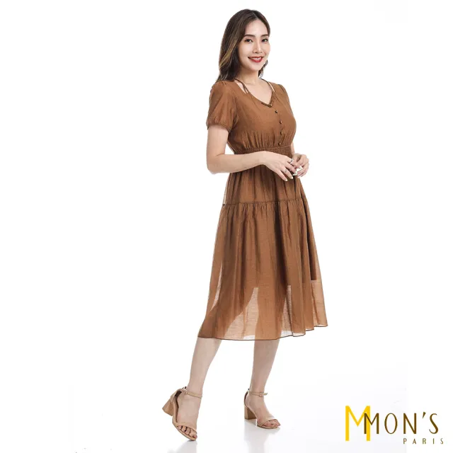 【MON’S】天絲醋酸精品縫飾洋裝(直)