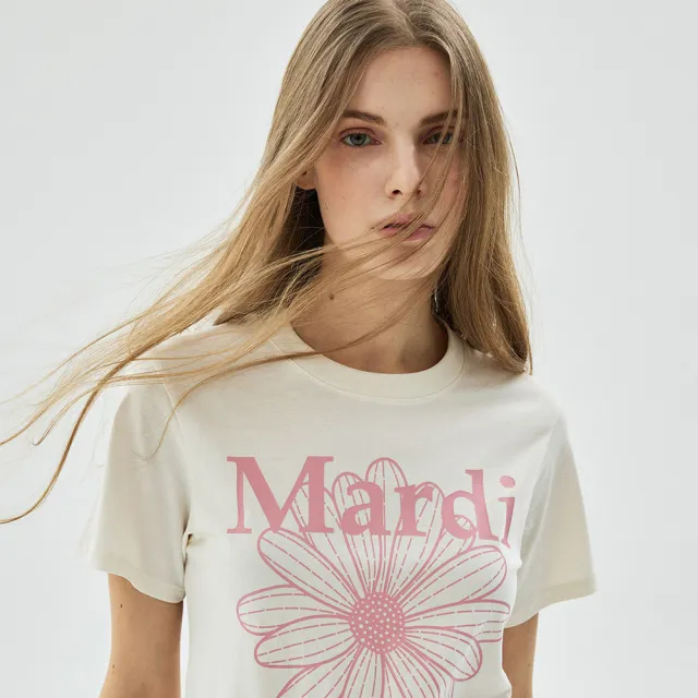 【MARDI MERCREDI】印花短TEE 奶油色 經典小雛菊 繽紛粉花 修身 SLIM TSHIRT TRIPLE FLOWER