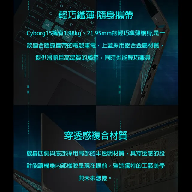 【MSI 微星】15.6吋 Core7 RTX3050 電競筆電(Cyborg 15/Core 7-240H/16G/512G SSD/W11/A2RUDX-2095TW)