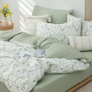 【HOYACASA  禾雅寢具】100%精梳純棉兩用被床包組-雙人/加大(多款任選/均一價)