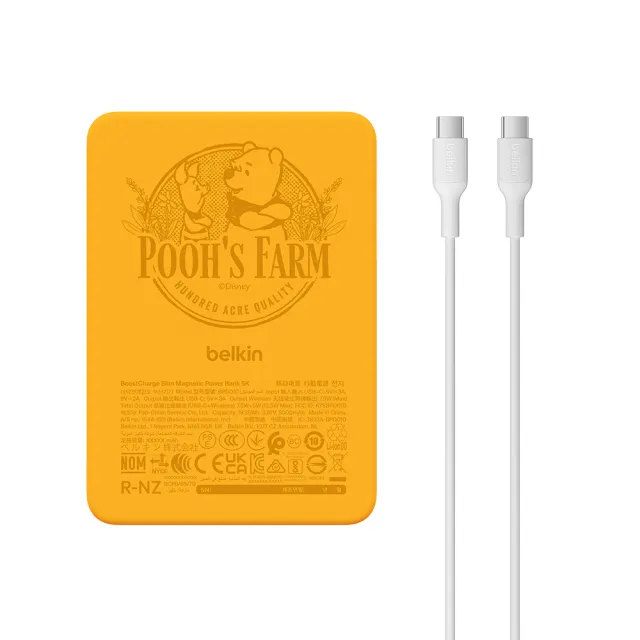 【BELKIN】BoostCharge 輕薄型磁吸式行動電源_迪士尼系列_小熊維尼_5000mAh(BPD010qcWP-DY)