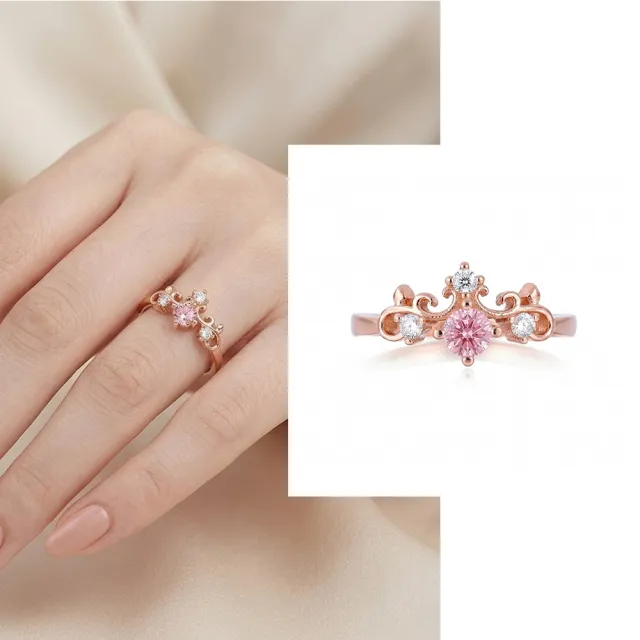 【Luster】38女王!30分 Fancy Vivid pink 粉紅優雅 培育彩鑽 玫瑰金 純銀 戒指(粉紅彩鑽甜美閃耀指間)