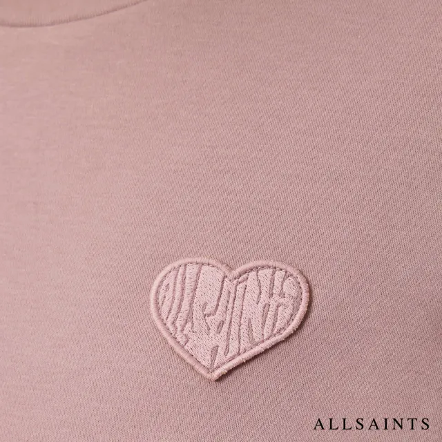 【ALLSAINTS】LOVER LISA 純棉愛心LOGO塗鴉短袖T恤-粉 W205JC(寬鬆版型)