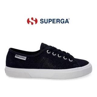 【SUPERGA】休閒鞋 女鞋 3750 輕量系列 閃亮 金蔥 針織 黑白 S4135ZW-999