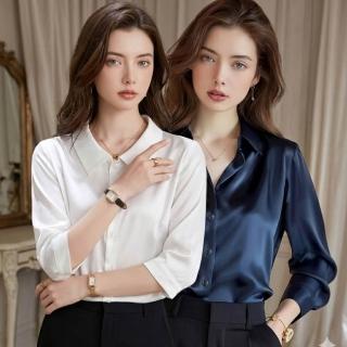 【巴黎精品】現貨+預購 襯衫絲質上衣緞面七分袖襯衫冰絲絲綢襯衫OL女裝天絲純色背心(POLO領多款a1be64)