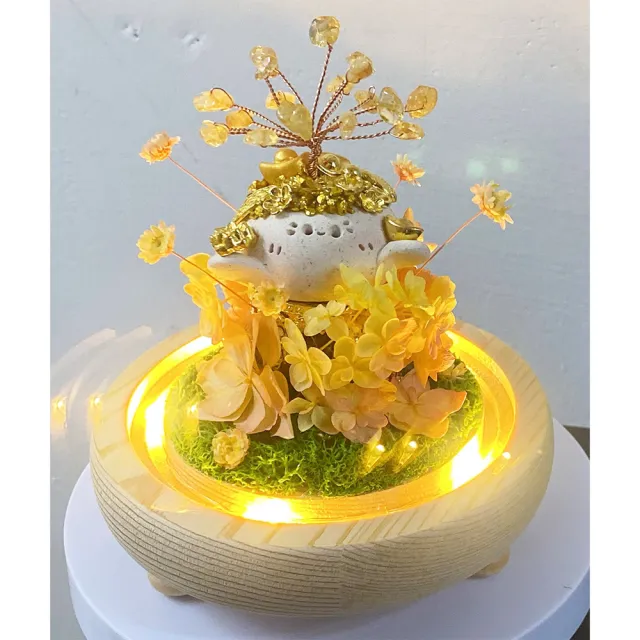 【OSTARA FLORIST 奧斯塔拉花藝】療癒系水晶樹豆丁玻璃罩花禮 共5色(永生花、水晶、節日禮物)