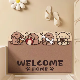 【JOCIYO 聚時柚】萌寵WELCOME120*80cm迎賓刮泥地墊 進門玄關腳踏墊 歡迎光臨地毯(絲圈印花地墊)
