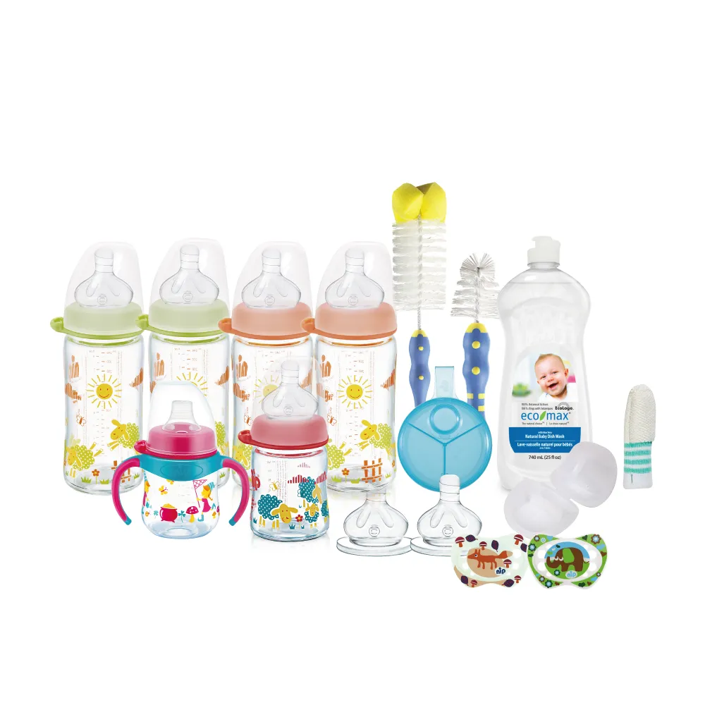 【nip 德國】玻璃奶瓶旗艦17件組(品牌經典全套)