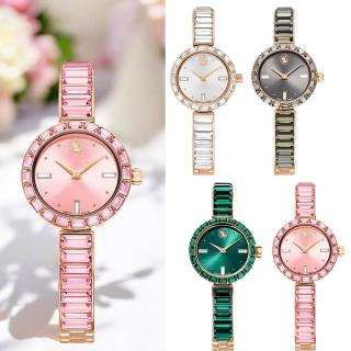 【SWAROVSKI 施華洛世奇】Matrix Bangle系列 水晶腕錶-25mm(白5677484/灰5679887/綠5690808/粉5679890)