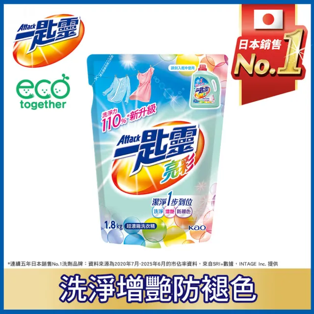 【一匙靈】ATTACK制菌/亮彩/淨柔超濃縮洗衣精補充包X6包(制菌1.9kgx6包/亮彩1.8kgx6包/淨柔1.8kgx6包)