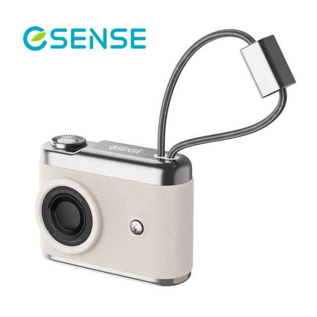 【ESENSE 逸盛】復古相機造型10000mAh快充行動電源 (多合一功能/智能數字顯示/自帶雙線)