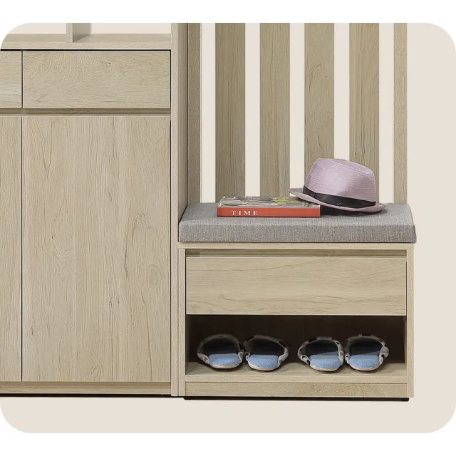 Vigo維果家居 木紋格柵隔間穿鞋櫃 整組