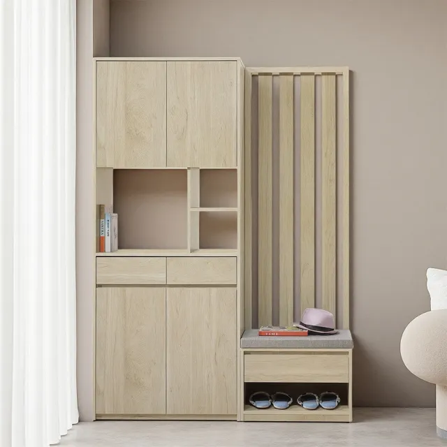 Vigo維果家居 木紋格柵隔間穿鞋櫃 B款