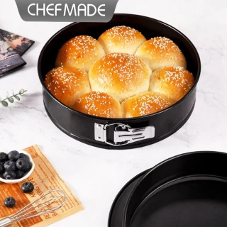 【Chefmade 學廚】宇宙工作室WK9954黑色10寸圓形不沾活底烤盤 活底卡扣蛋糕模
