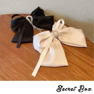 【SECRET BOX】美鑽髮夾 流蘇髮夾/韓國設計高階感華麗美鑽流蘇多層次蝴蝶結髮夾 彈簧夾 馬尾夾(3色任選)