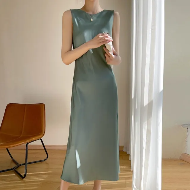 【巴黎精品】現貨限搶 頂級法式絲質洋裝緞面連身裙名媛絲綢長裙冰絲天絲連衣裙(女裙子7色a1gj9)S/