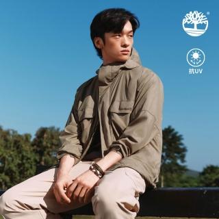 【Timberland】男款灰綠色連帽防曬外套(A2QV7590)