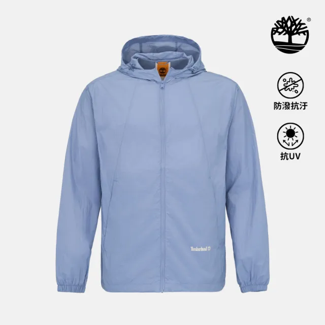 【Timberland】中性灰藍色防潑水可收納防曬外套(0YHFGB88)