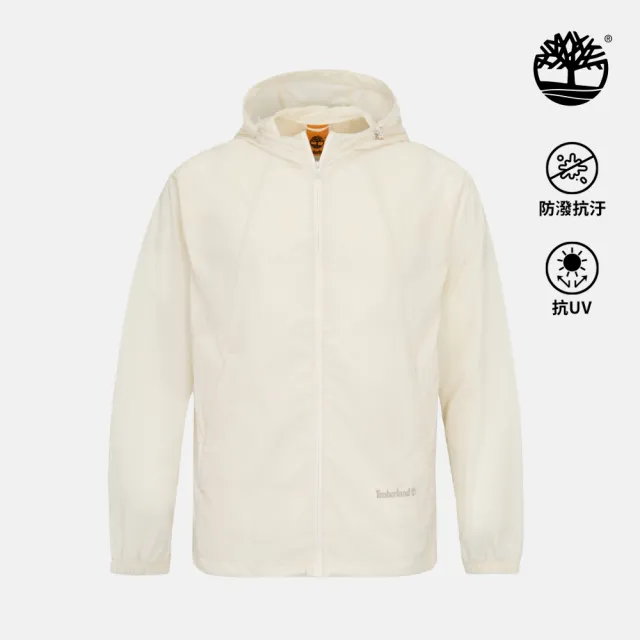 【Timberland】中性白色防潑水可收納防曬外套(0YHFGCM9)