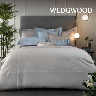 【WEDGWOOD】100%長纖棉刺繡 薄被套床包枕套四件組(加大任選｜60支300織)