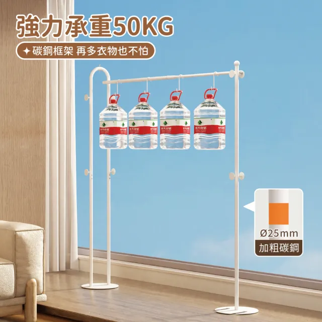 【慢慢家居】圓管美型-3in1可伸縮鐵製多功能折疊掛衣架(吊衣架/掛衣架/室內衣架/摺疊晾衣架)